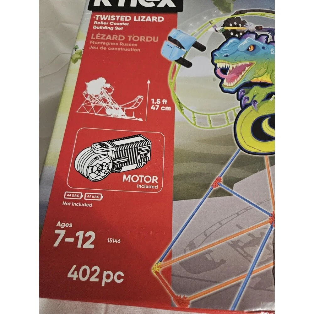 K'Nex Thrill Rides Twisted Lizard Roller Coaster Building Set 402 Pcs Open Box